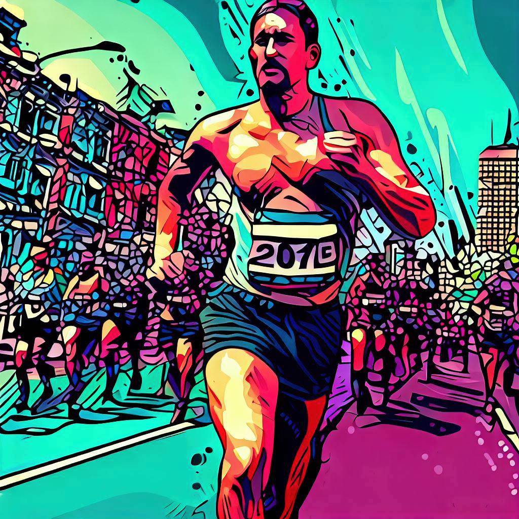 Running a marathon in an urban marathon - Pop art style