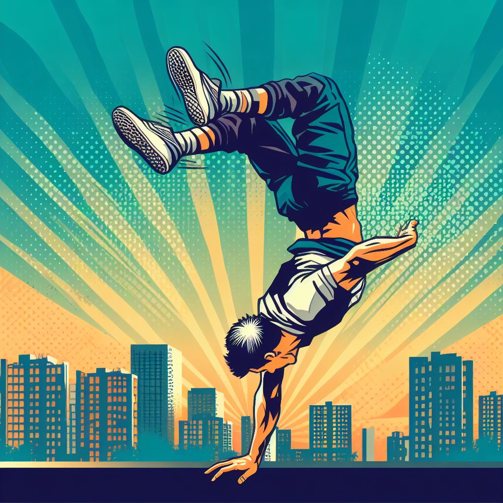 Parkour flips and tricks - Pop art style