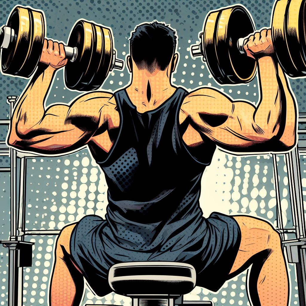 A person lifting weights at the gym - Comic book style