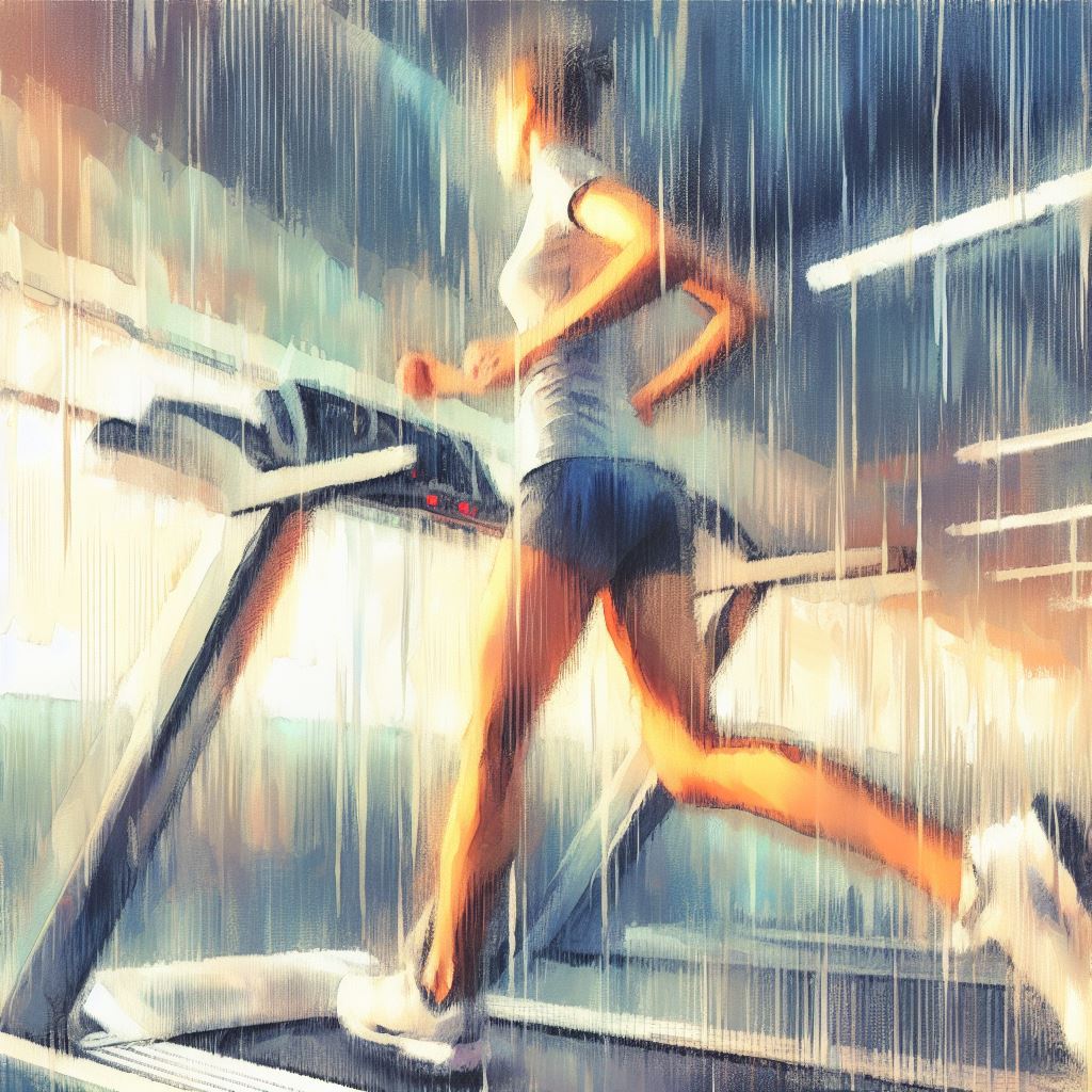 A runner on a treadmill - Impressionism style
