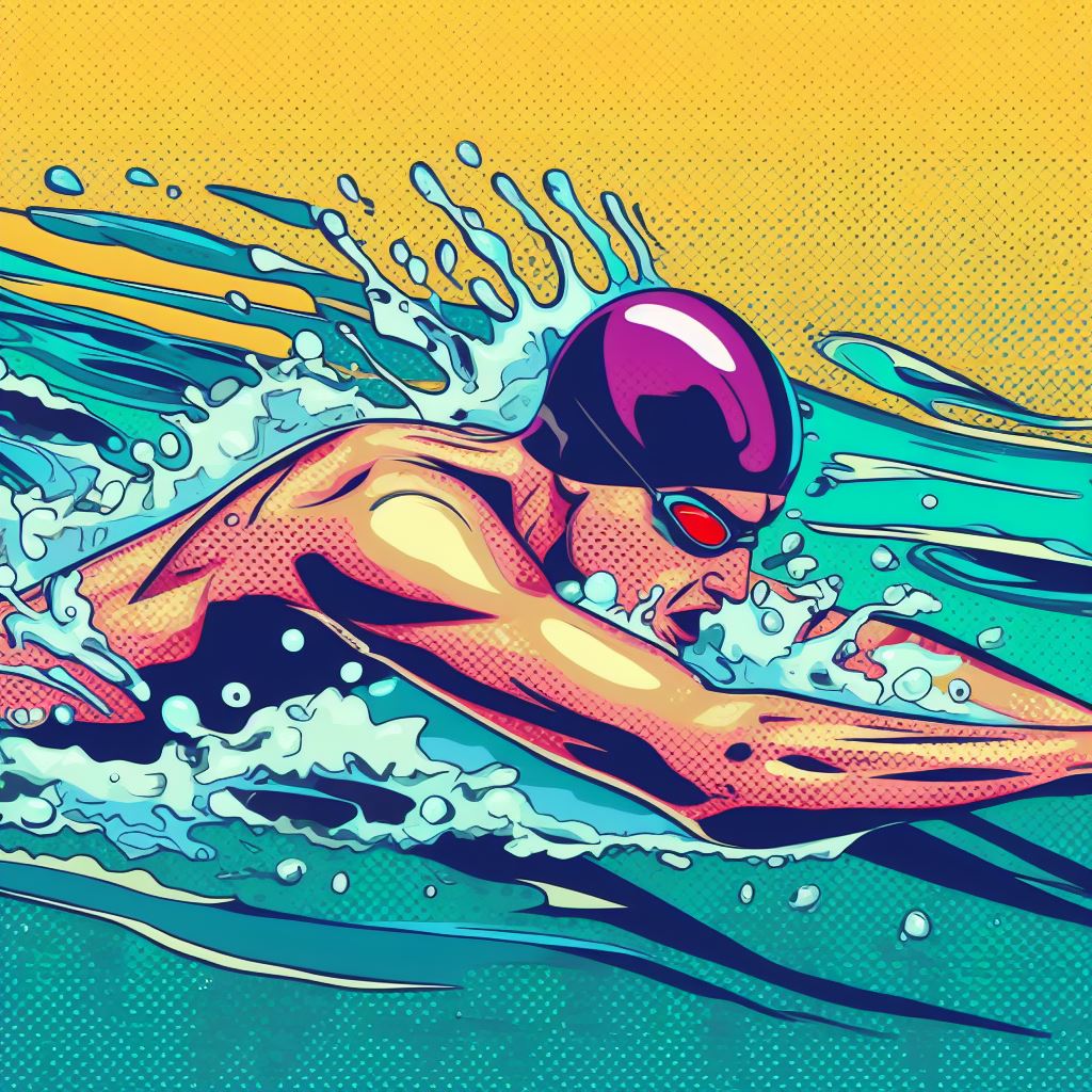 A swimmer gliding through the water - Pop art style