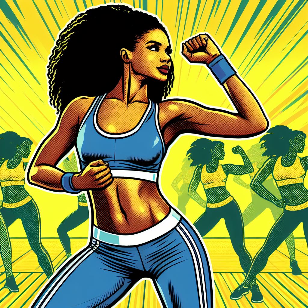 A woman practicing Zumba - Pop art style